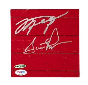 Michael Jordan & Scottie Pippen Dual Signed Game Used Floor Piece (Upper Deck Authenticated)